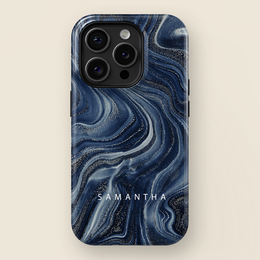 Galaxy Navy Marble Case for iPhone