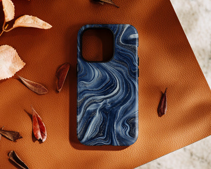 Galaxy Navy Marble Case for iPhone