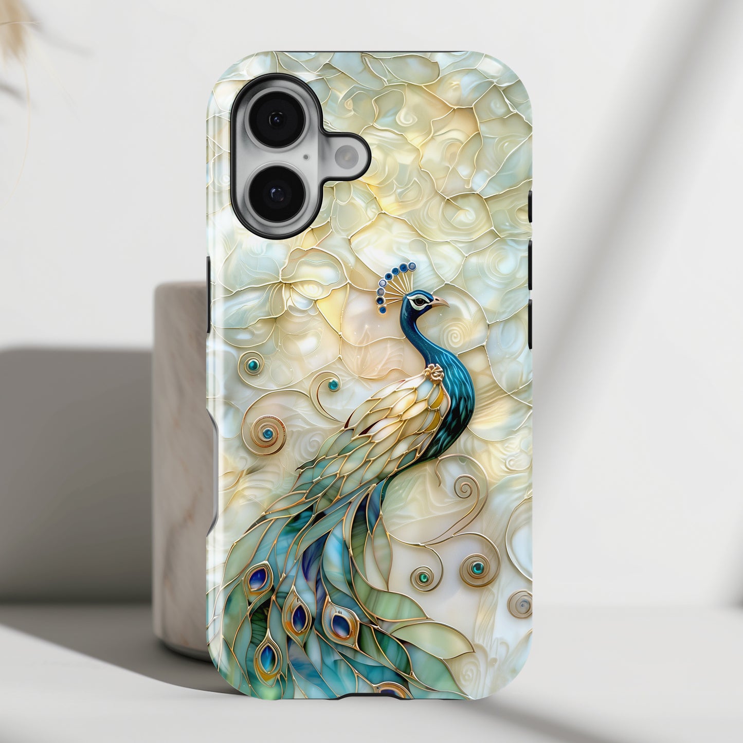 Peacock Stained Glass Design iPhone Case