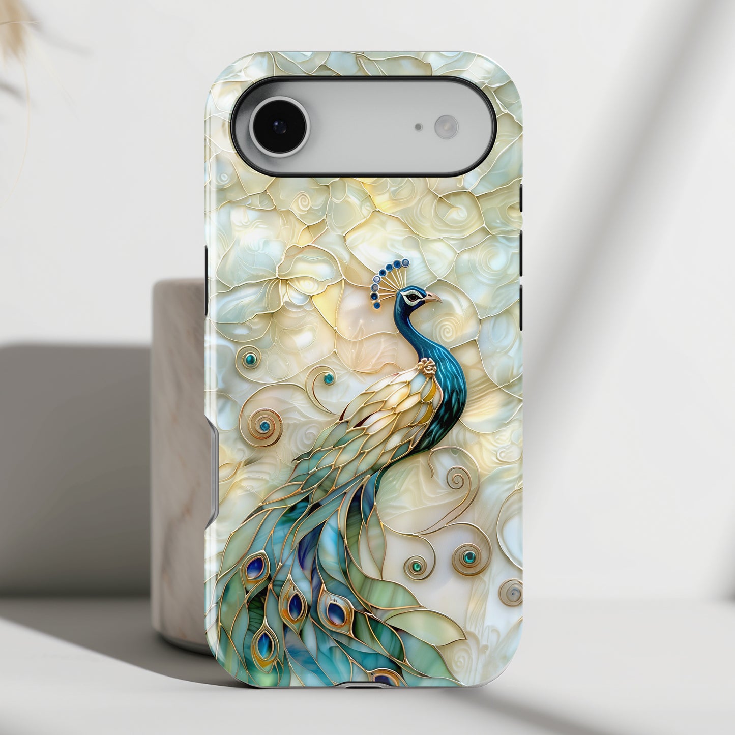 Peacock Stained Glass Design iPhone Case
