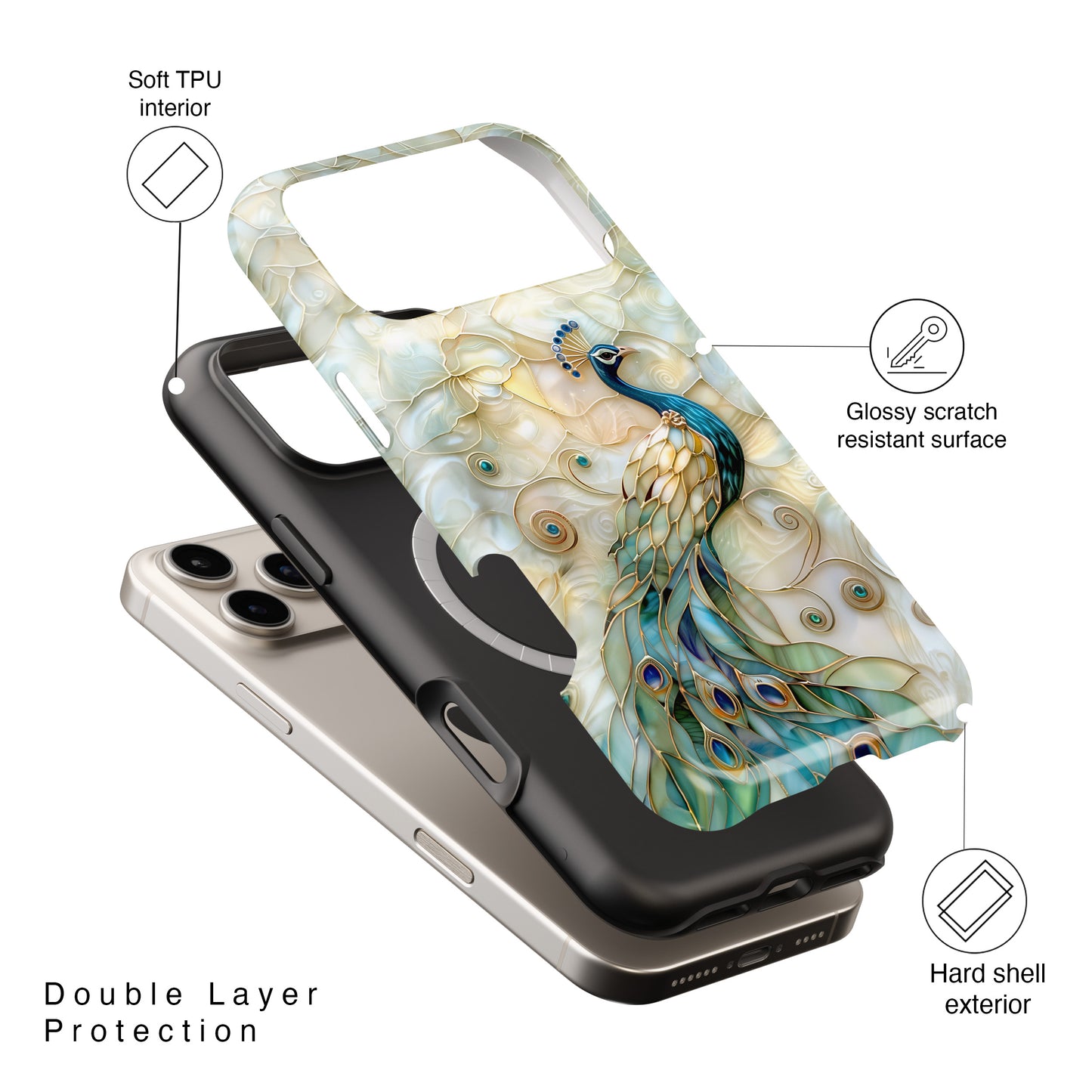 Peacock Stained Glass Design iPhone Case