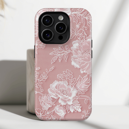 Retro Pink Floral Lace Design iPhone Case