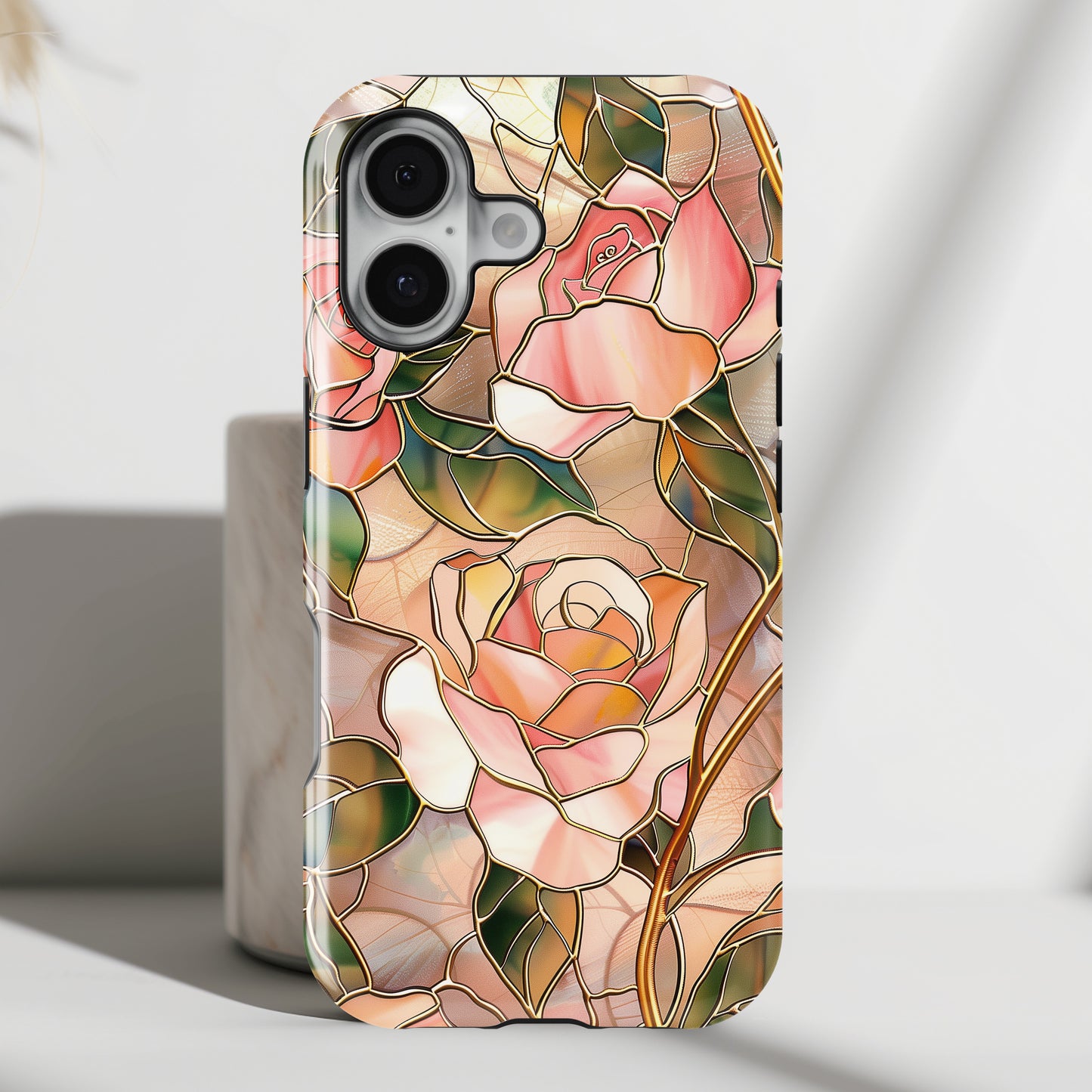 Pink Rose Gold Stained Glass Design iPhone Case