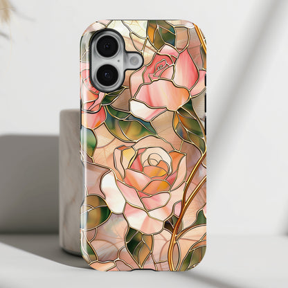 Pink Rose Gold Stained Glass Design iPhone Case