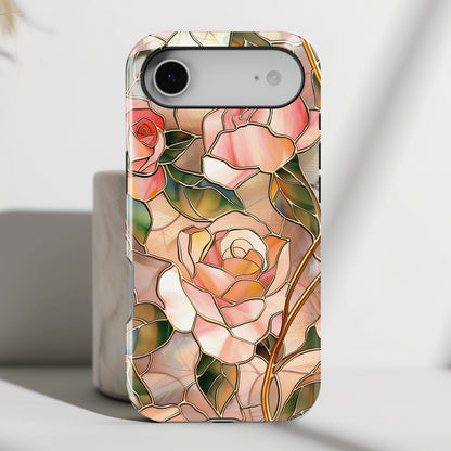 Pink Rose Gold Stained Glass Design iPhone Case