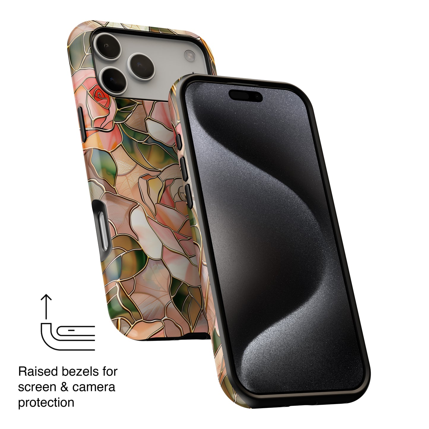 Pink Rose Gold Stained Glass Design iPhone Case