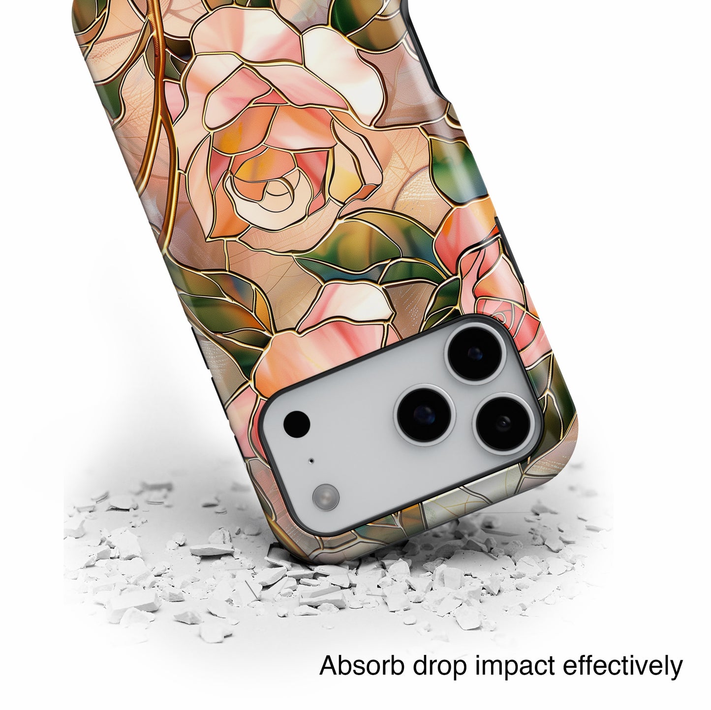 Pink Rose Gold Stained Glass Design iPhone Case