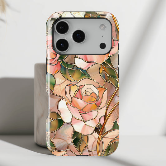 Pink Rose Gold Stained Glass Design iPhone Case