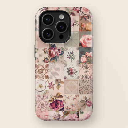 Pink Floral Quilt Patchwork iPhone Case