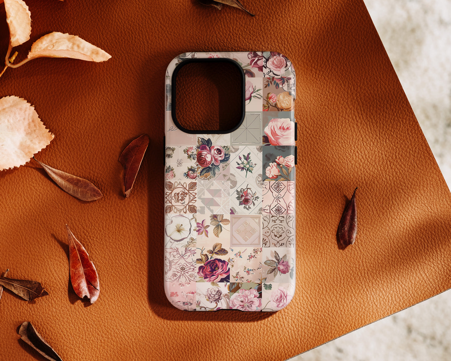 Pink Floral Quilt Patchwork iPhone Case