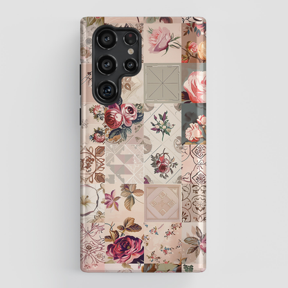 Pink Floral Quilt Patchwork Design Samsung Phone Case