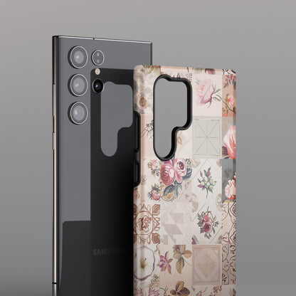 Pink Floral Quilt Patchwork Design Samsung Phone Case