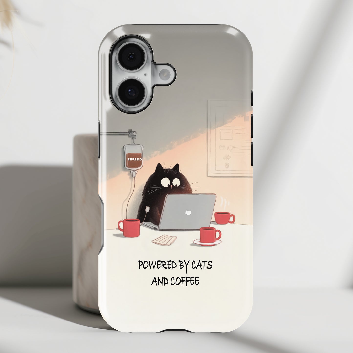 Powered by Cats and Coffee Design iPhone Case