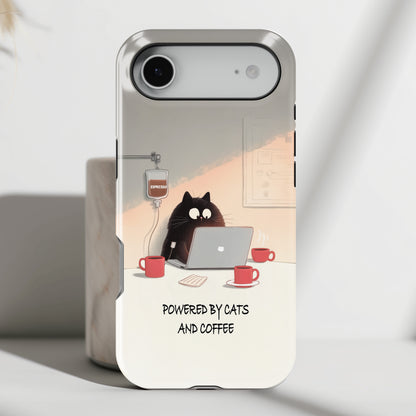 Powered by Cats and Coffee Design iPhone Case