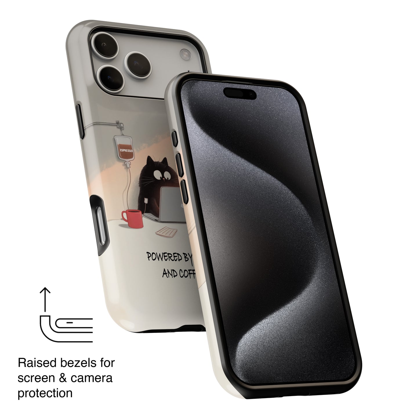 Powered by Cats and Coffee Design iPhone Case