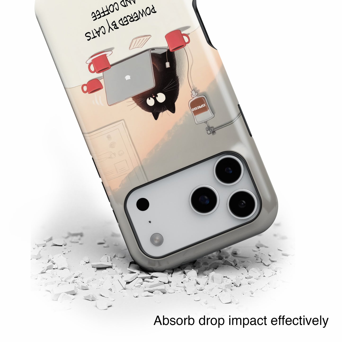 Powered by Cats and Coffee Design iPhone Case