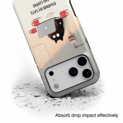 Powered by Cats and Coffee Design iPhone Case