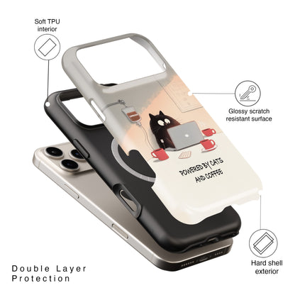 Powered by Cats and Coffee Design iPhone Case