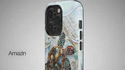 Sea Turtle Stained Glass Design 1 Print iPhone Case