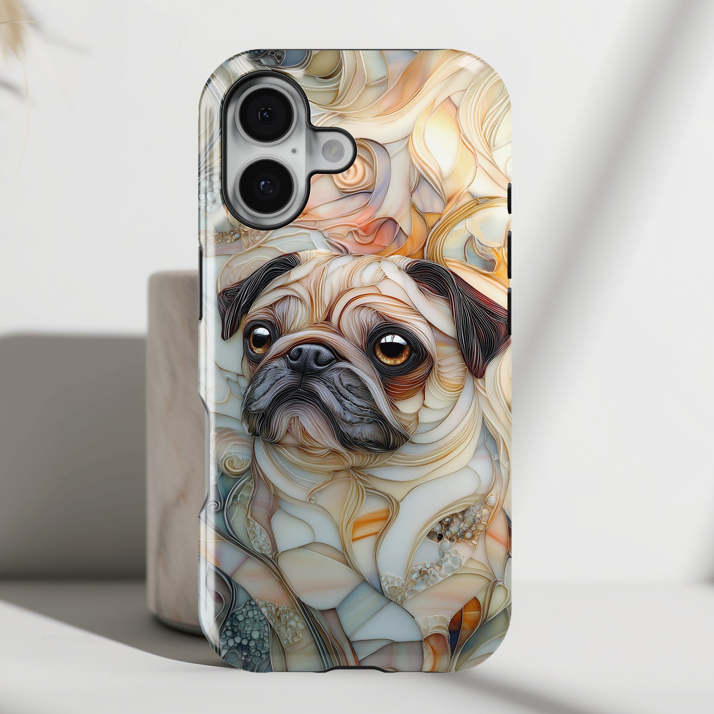 Pug Stained Glass Design iPhone Case