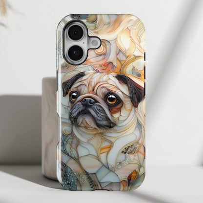 Pug Stained Glass Design iPhone Case