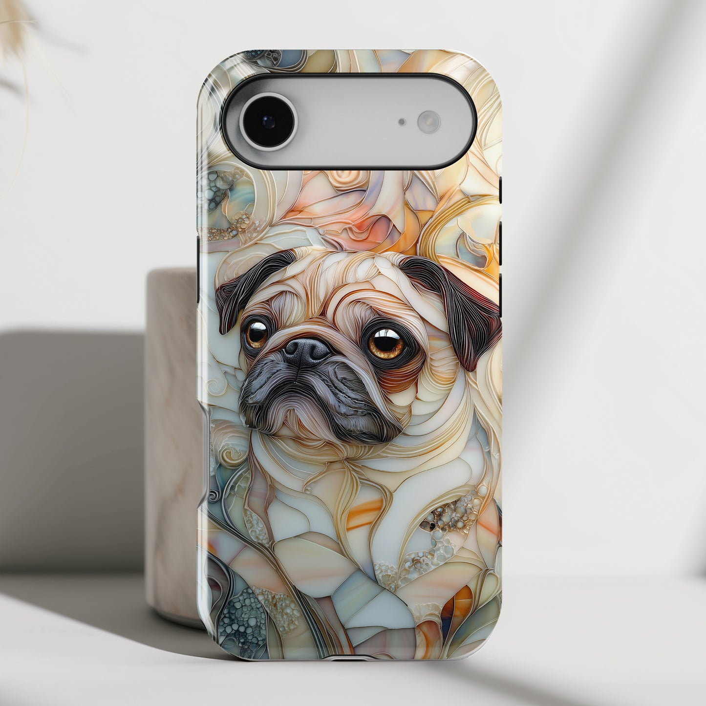 Pug Stained Glass Design iPhone Case