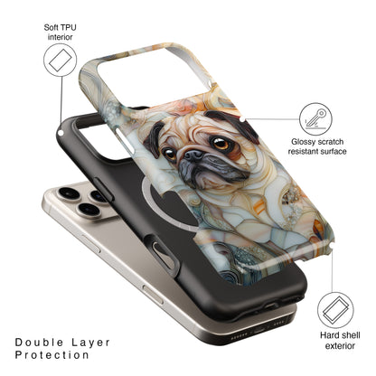 Pug Stained Glass Design iPhone Case