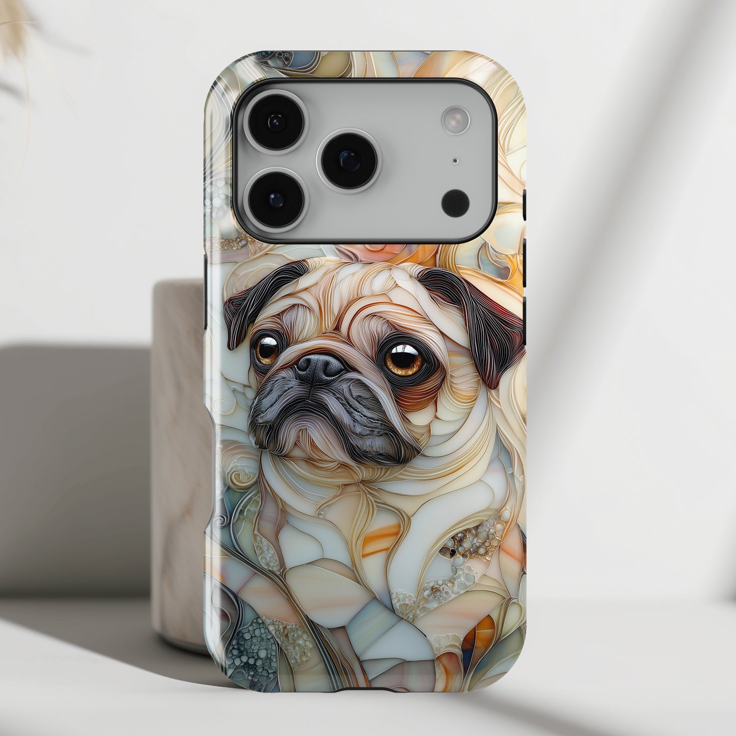 Pug Stained Glass Design iPhone Case