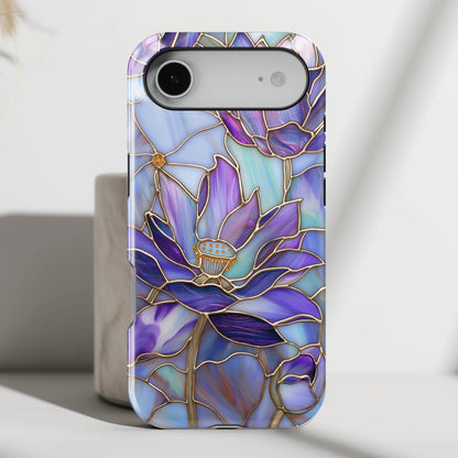 Purple Lotus Stained Glass Design iPhone Case