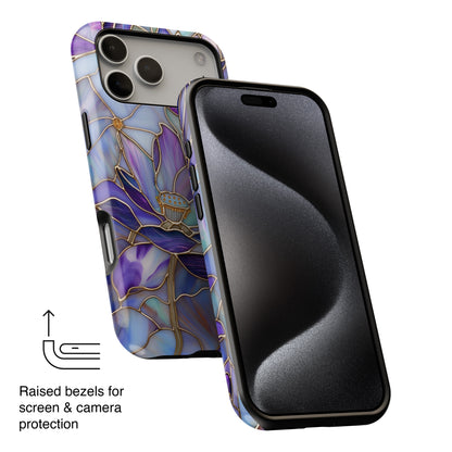 Purple Lotus Stained Glass Design iPhone Case