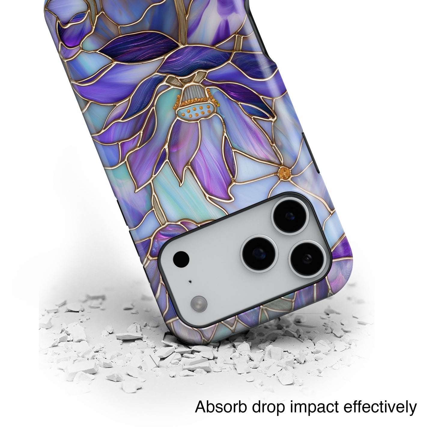 Purple Lotus Stained Glass Design iPhone Case