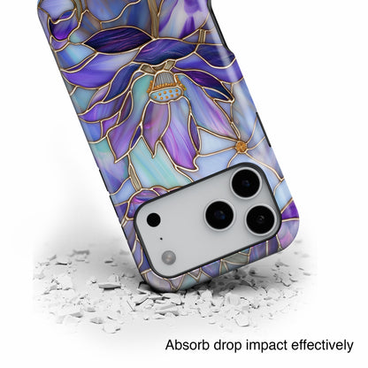 Purple Lotus Stained Glass Design iPhone Case