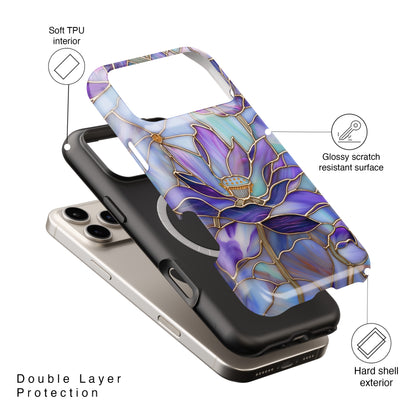 Purple Lotus Stained Glass Design iPhone Case
