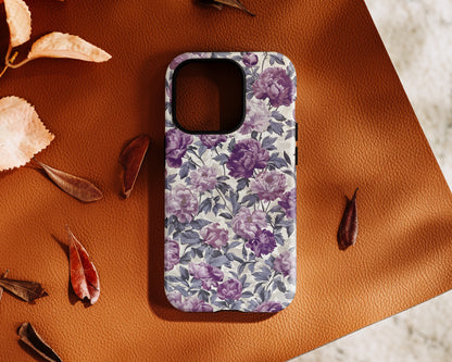 Vintage Purple Flower Art Design iPhone Case