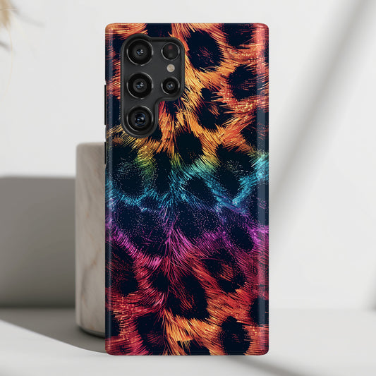 Rainbow Cheetah Pattern Design Case for Galaxy S series Phones