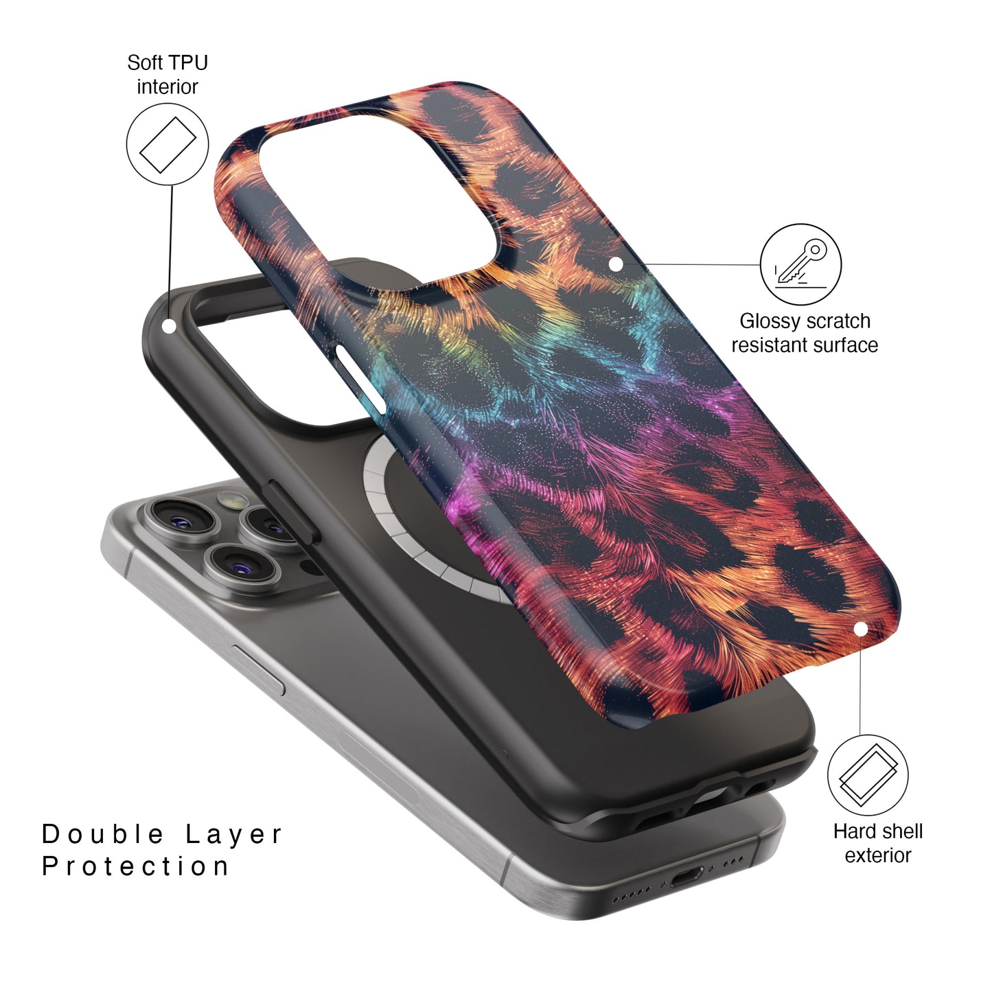 Rainbow Cheetah Print Design iPhone Case