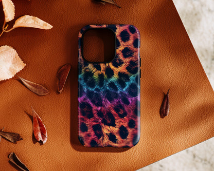 Rainbow Cheetah Print Design iPhone Case