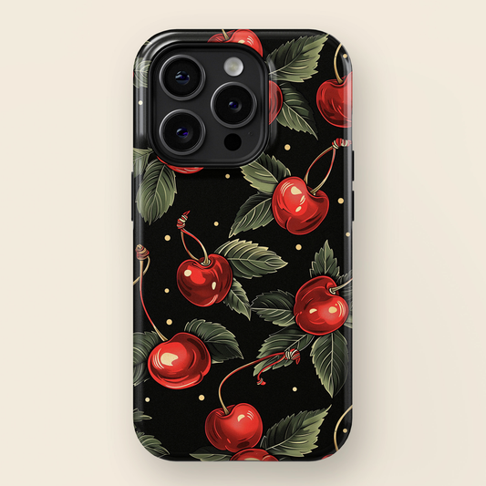 Retro Cherry Pattern Design iPhone Case