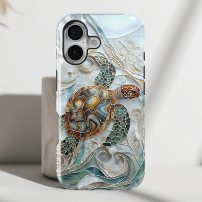 Sea Turtle Stained Glass Design 1 Print iPhone Case