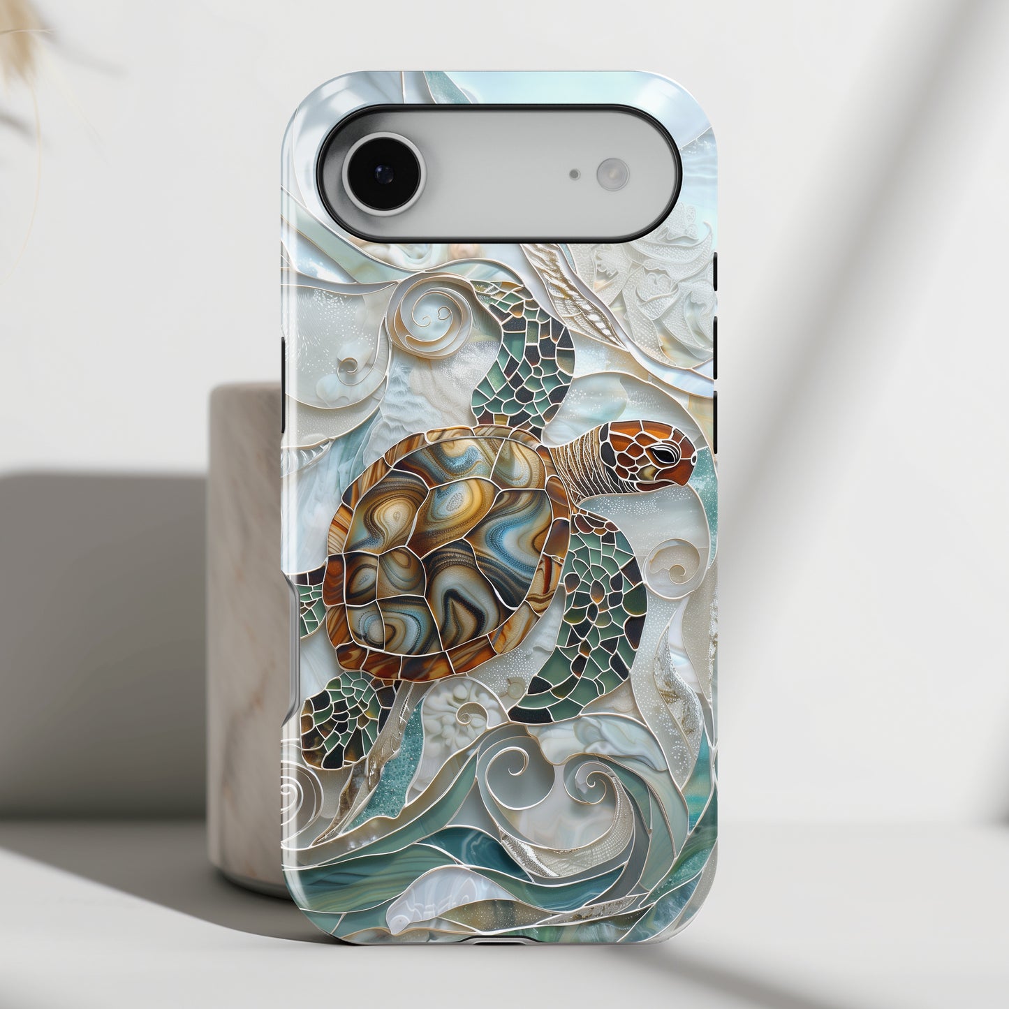 Sea Turtle Stained Glass Design 1 Print iPhone Case