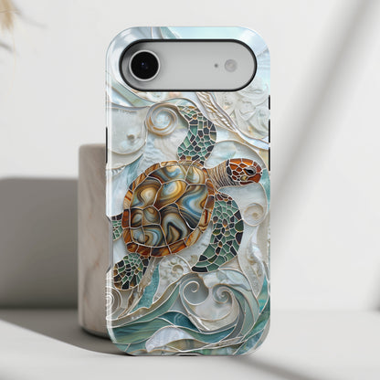 Sea Turtle Stained Glass Design 1 Print iPhone Case