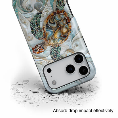 Sea Turtle Stained Glass Design 1 Print iPhone Case