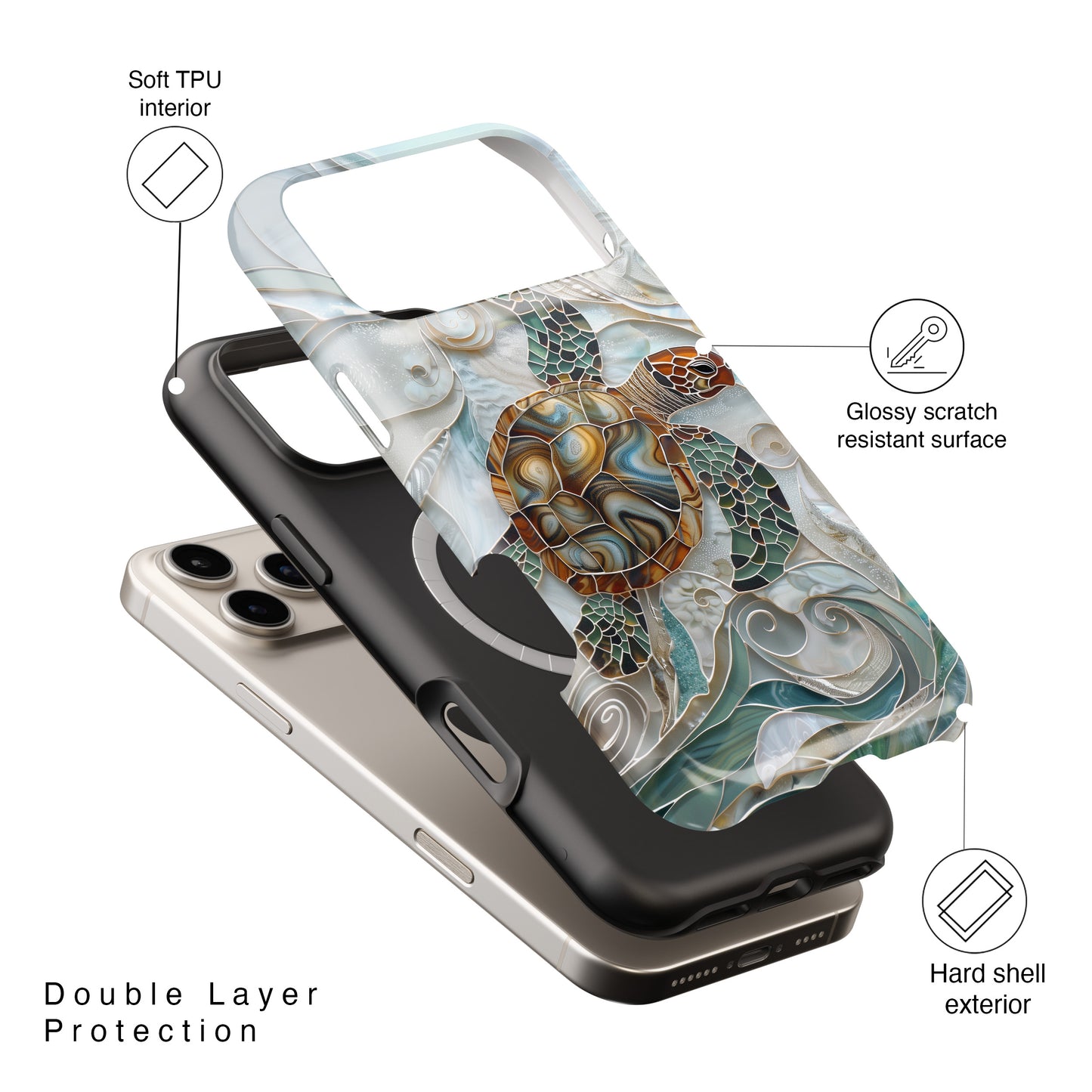 Sea Turtle Stained Glass Design 1 Print iPhone Case