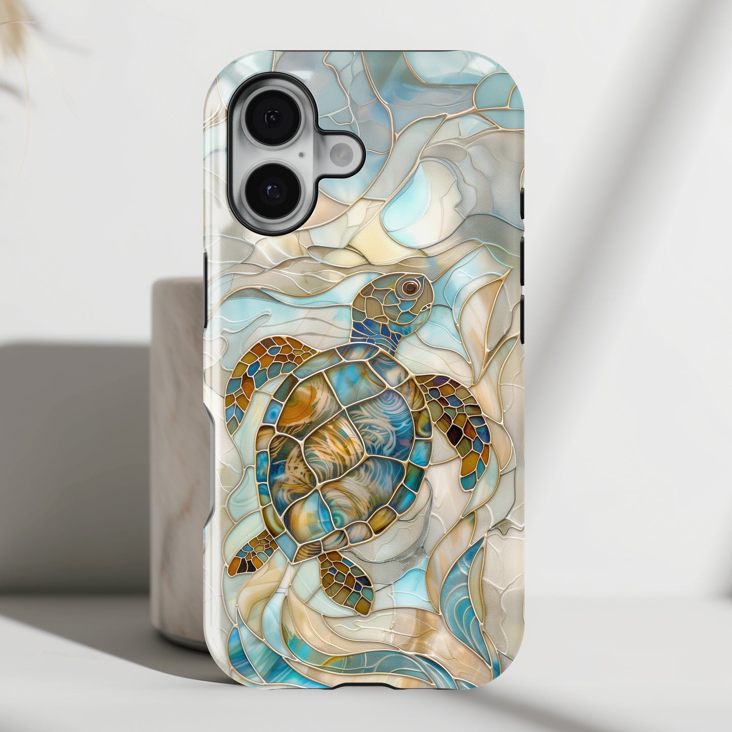 Sea Turtle Stained Glass Design 2 iPhone Case