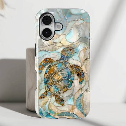 Sea Turtle Stained Glass Design 2 iPhone Case