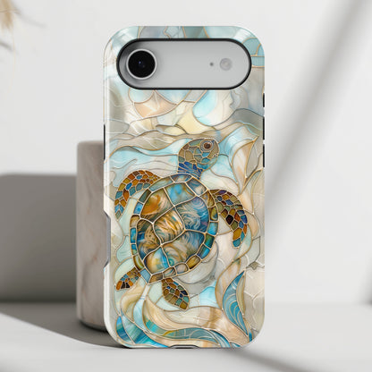Sea Turtle Stained Glass Design 2 iPhone Case