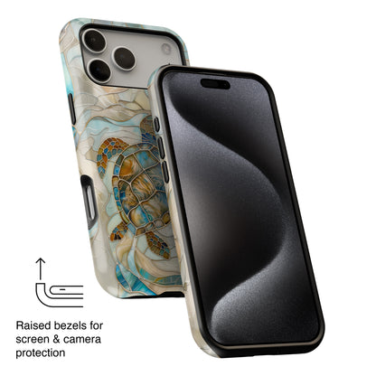 Sea Turtle Stained Glass Design 2 iPhone Case