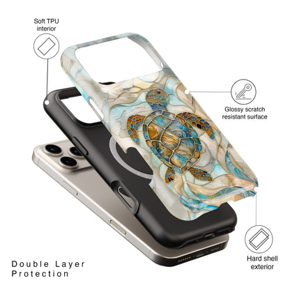 Sea Turtle Stained Glass Design 2 iPhone Case