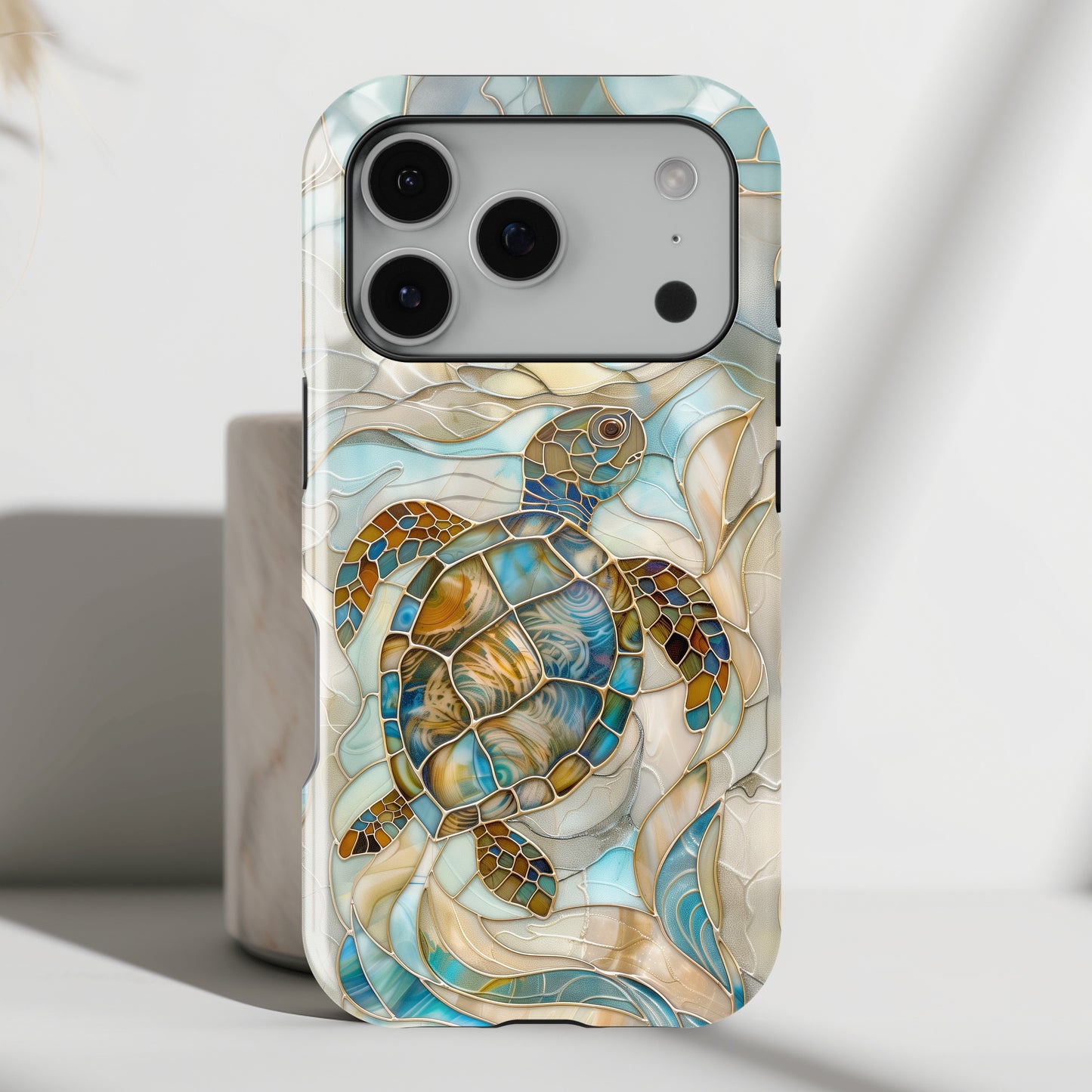 Sea Turtle Stained Glass Design 2 iPhone Case