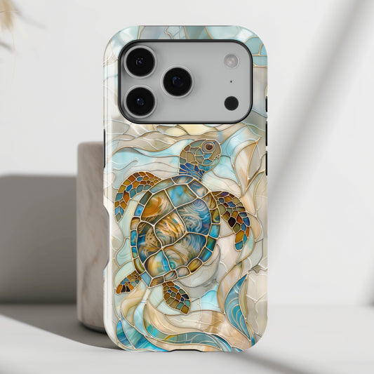 Sea Turtle Stained Glass Design 2 iPhone Case